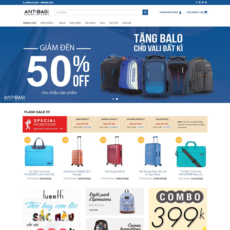 Theme Wordpress bán balo