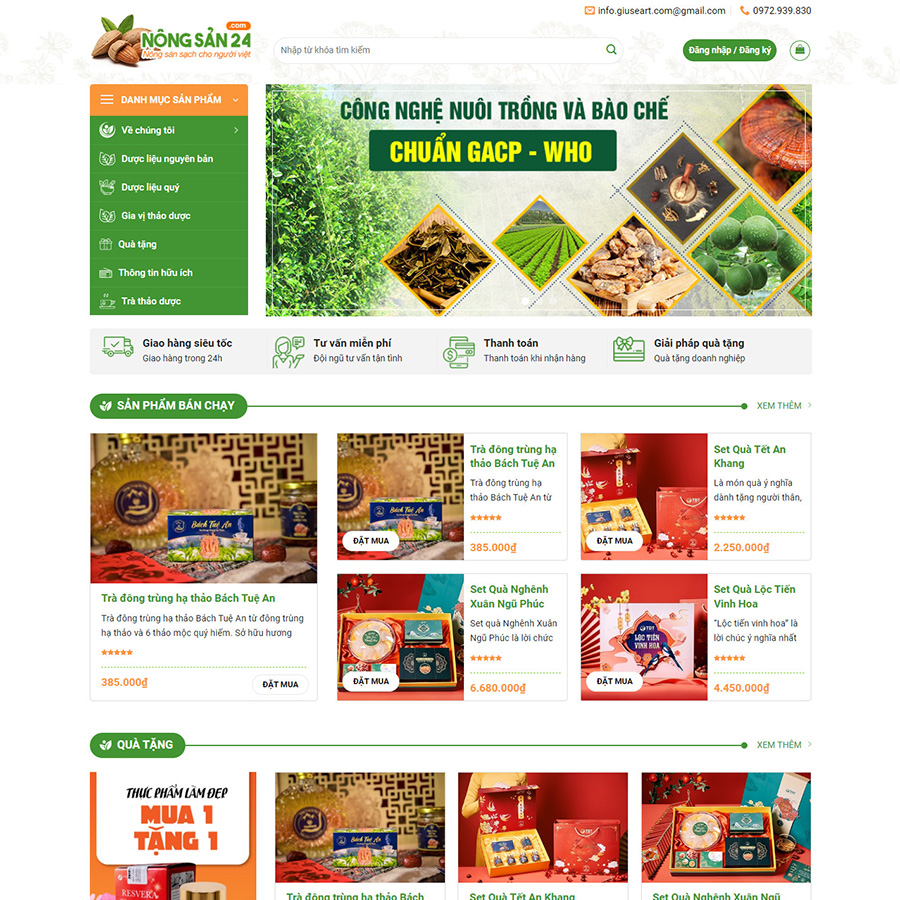Theme wordpress bán quà tặng cao cấp