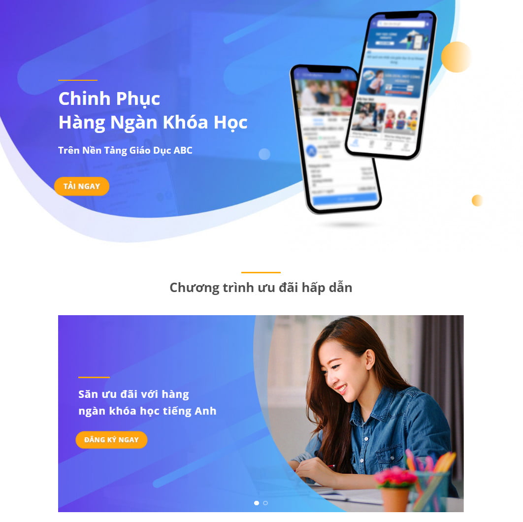 Theme wordpress landing page app giáo dục