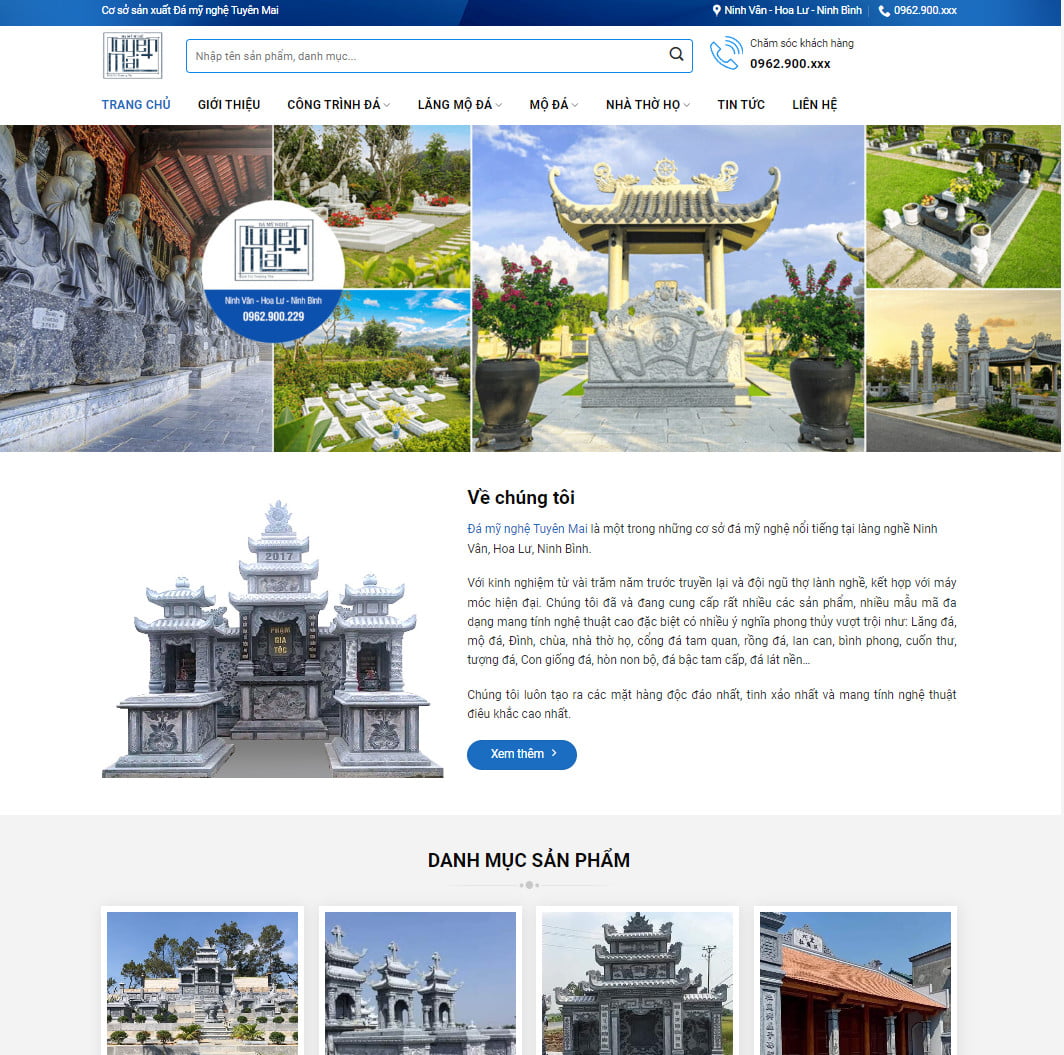 Theme wordpress bán đá mỹ nghệ, lăng mộ đá, bia đá
