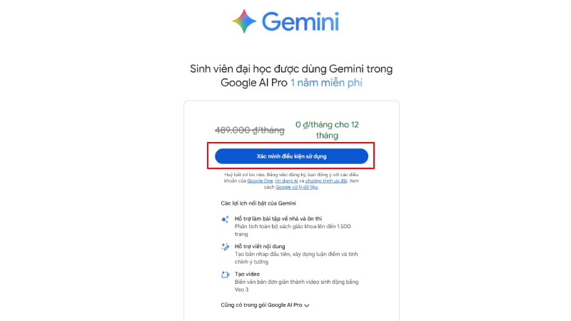 Xác minh điều kiện sử dụng
